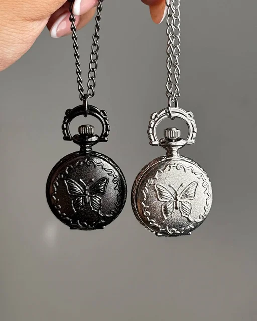 ساعت جیبی طرح پروانه مشکی